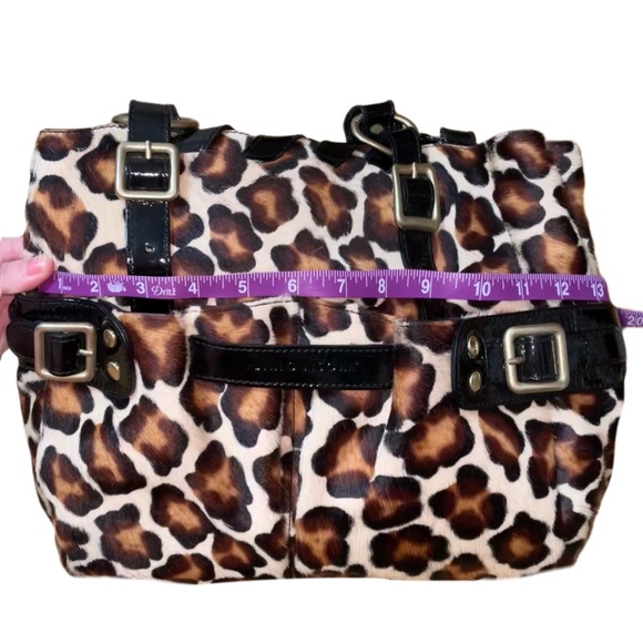 Plinio Visona Leopard & Patent Leather Italian Made Satchel Bag - Picture 4 of 12